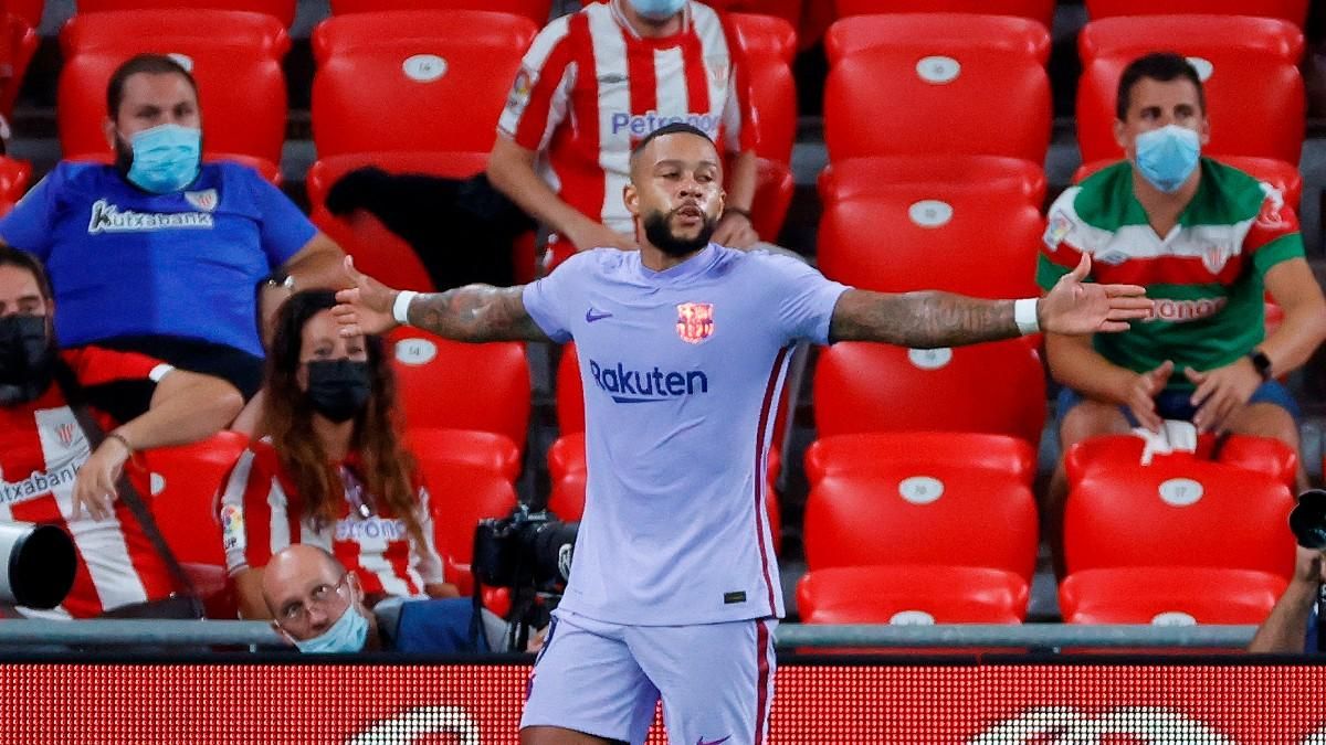 Memphis celebra su gol ante el Athletic Memphis celebra su gol ante el Athletic
