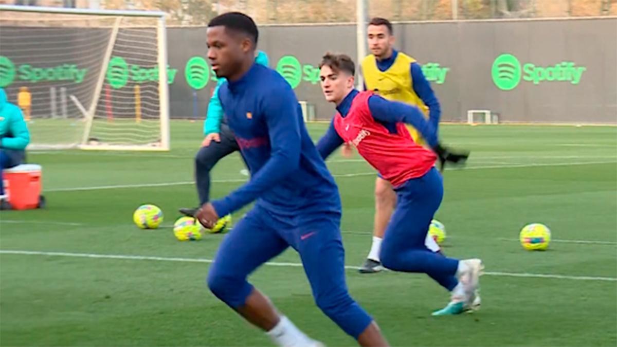 Ansu Fati participó en la sesión de entrenamiento del Barça