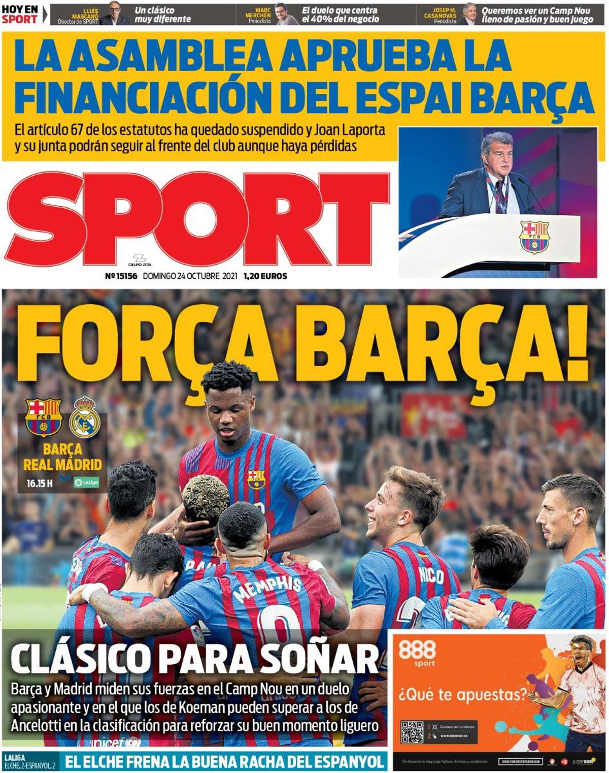Força Barça, la portada del 24 de octubre Força Barça, la portada del 24 de octubre