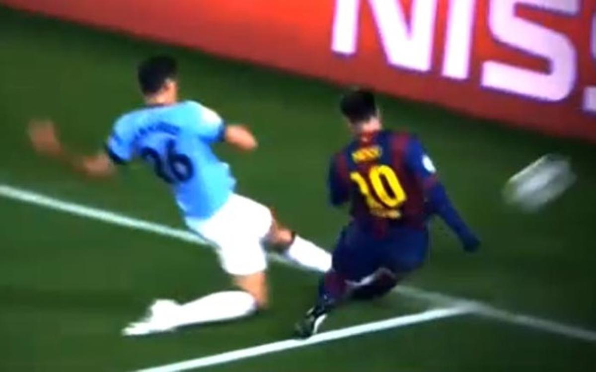 Messi se lesionó en esta dura entrada de Demichelis