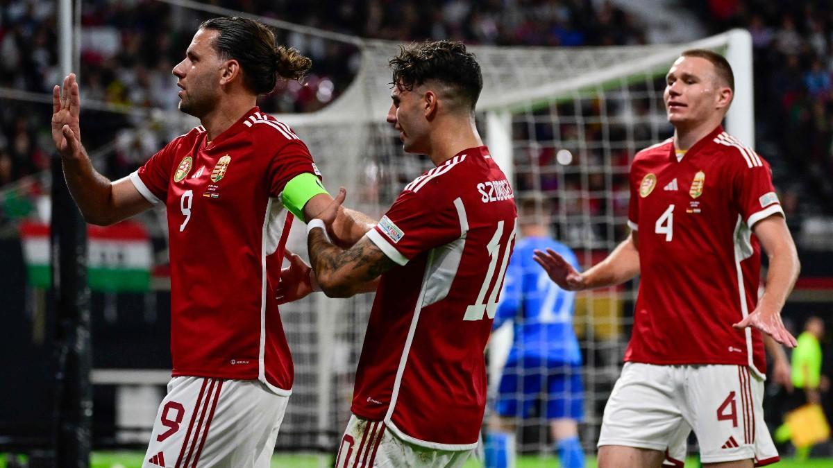 Szalai celebra su gol ante Alemania en la Nations League