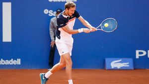 Medvedev, durante el partido ante Jarry Medvedev, durante el partido ante Jarry