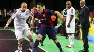 Dyego y el exazulgrana Igor, en la final de 2015 ante el Kairat en Lisboa Dyego y el exazulgrana Igor, en la final de 2015 ante el Kairat en Lisboa