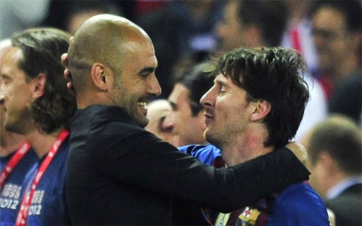 Guardiola y Messi se abrazan Guardiola y Messi se abrazan