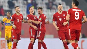 Los jugadores del Bayern celebran un tanto de Pavard Los jugadores del Bayern celebran un tanto de Pavard
