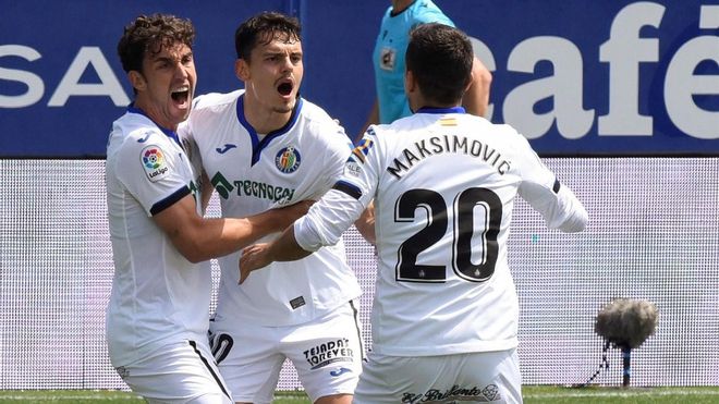 Los jugadores del Getafe celebrando los tantos de Ünal Los jugadores del Getafe celebrando los tantos de Ünal