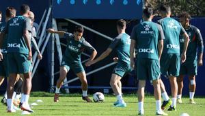 Los jugadores del Espanyol, en un entrenamiento