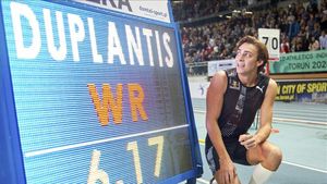 Duplantis, con su record mundial Duplantis, con su record mundial