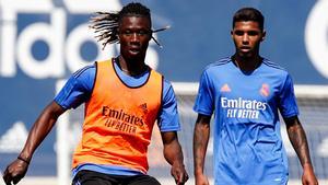 Camavinga y Rodrygo, durante un entrenamiento del Real Madrid
