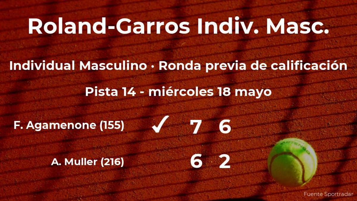 Franco Agamenone pasa de ronda de Roland-Garros