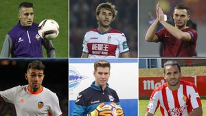 Cristian Tello, Sergi Samper Thomas Vermaelen, Munir El Haddadi, Adrián Ortolà y Douglas Pereira Cristian Tello, Sergi Samper Thomas Vermaelen, Munir El Haddadi, Adrián Ortolà y Douglas Pereira