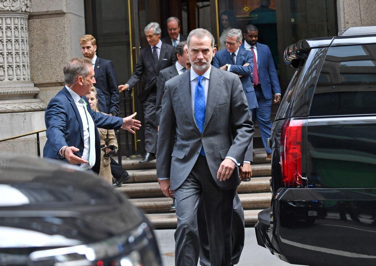 Felipe VI, este jueves en Nueva York, sale de una reunión con una veintena de representantes de empresas españolas.