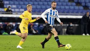 Sáiz y Darder, en el partido de la primera vuelta en el RCDE Stadium Sáiz y Darder, en el partido de la primera vuelta en el RCDE Stadium