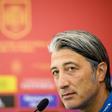 Switzerlands head coach Murat Yakin attends a press conference ahead of the UEFA Nations League match