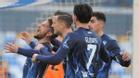 Los jugadores del Nápoles celebran el gol de Dries Mertens frente a la Salernitana
