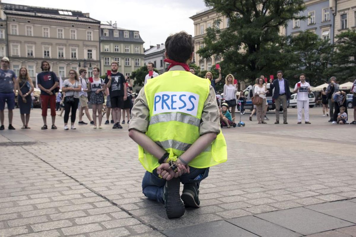 Protesta por la libertad de prensa y contra la censura en Polonia, 2018. Protesta por la libertad de prensa y contra la censura en Polonia, 2018.