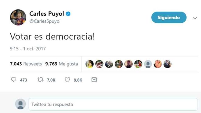 Este es el tuit de Carles Puyol Este es el tuit de Carles Puyol