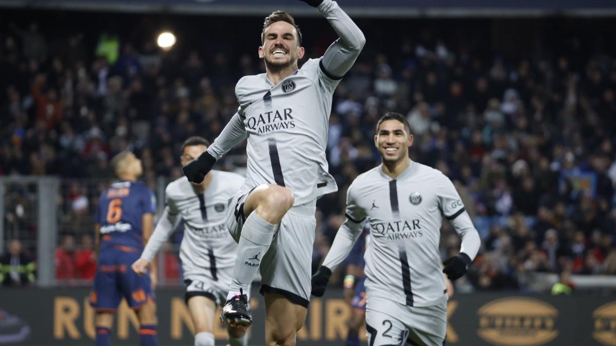 Fabián celebra el primer gol del PSG ante el Montpellier