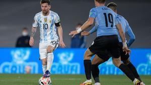 Leo Messi, durante un partido de la selección de Argentina contra la de Uruguay