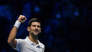Djokovic celebra su victoria ante Norrie