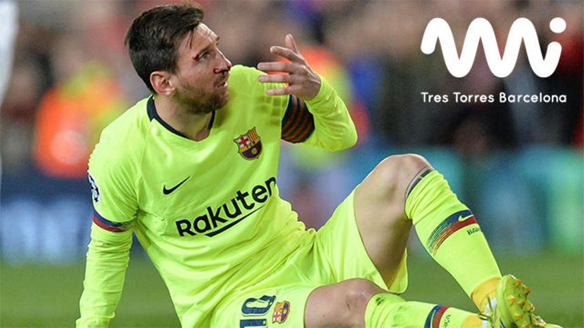 Leo Messi sufrió un fuerte golpe en la nariz