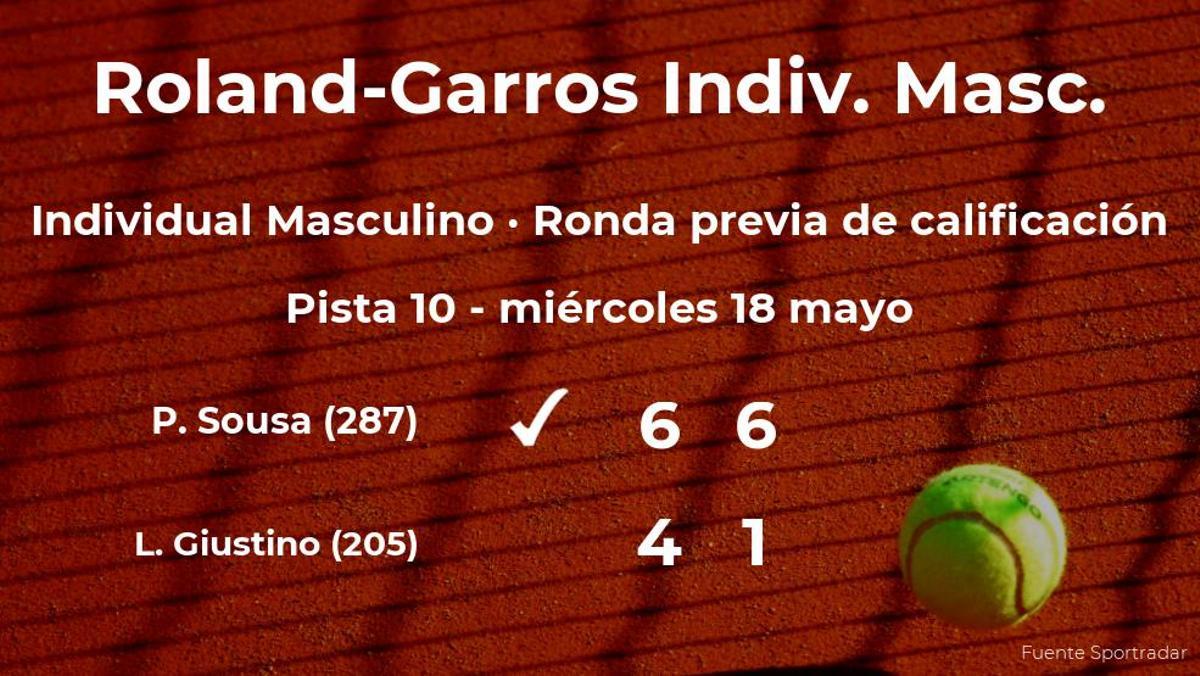 Triunfo del tenista Pedro Sousa en la ronda previa de calificación