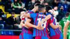 Los jugadores del Barça celebran un gol en el Palau Blaugrana