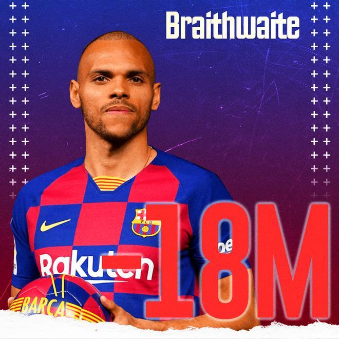 Braithwaite también costó 18 millones. El Barça lo fichó en el mercado de invierno procedente del Leganés