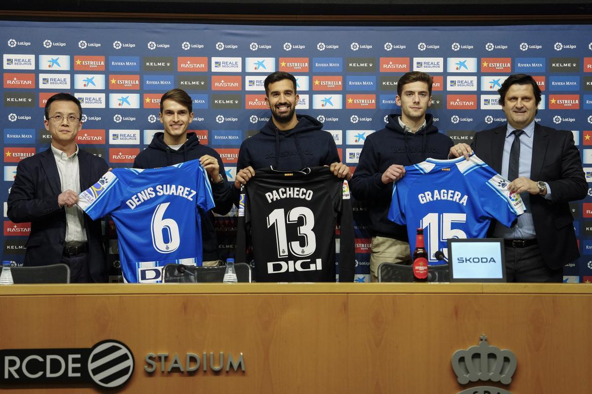 Presentación de Suárez, Pacheco y Gragera, nuevos fichajes del Espanyol