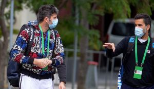 El italiano Bolinelli y el argentino González, antes de su sesión de entrenamiento. El italiano Bolinelli y el argentino González, antes de su sesión de entrenamiento.