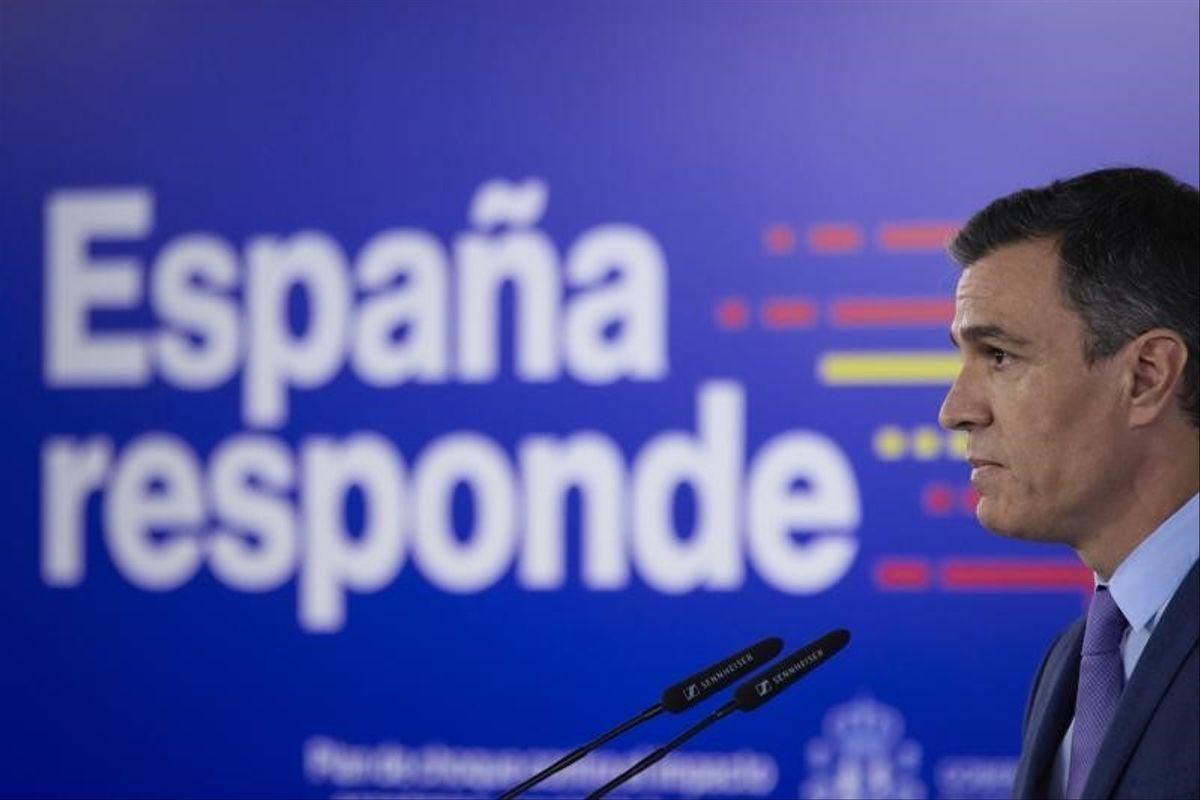 El presidente del Gobierno, Pedro Sánchez, durante su comparecencia tras el reunión del Consejo de Ministros. El presidente del Gobierno, Pedro Sánchez, durante su comparecencia tras el reunión del Consejo de Ministros.