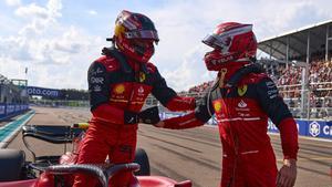 Sainz y Leclerc, al término de la clasificación en Miami