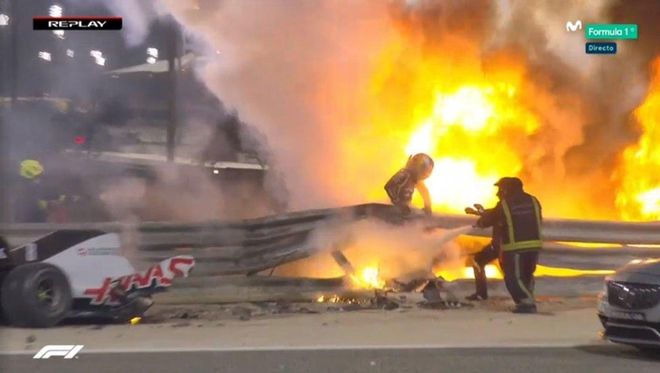 Grosjean sorteó la tragedia en Bahrein Grosjean sorteó la tragedia en Bahrein