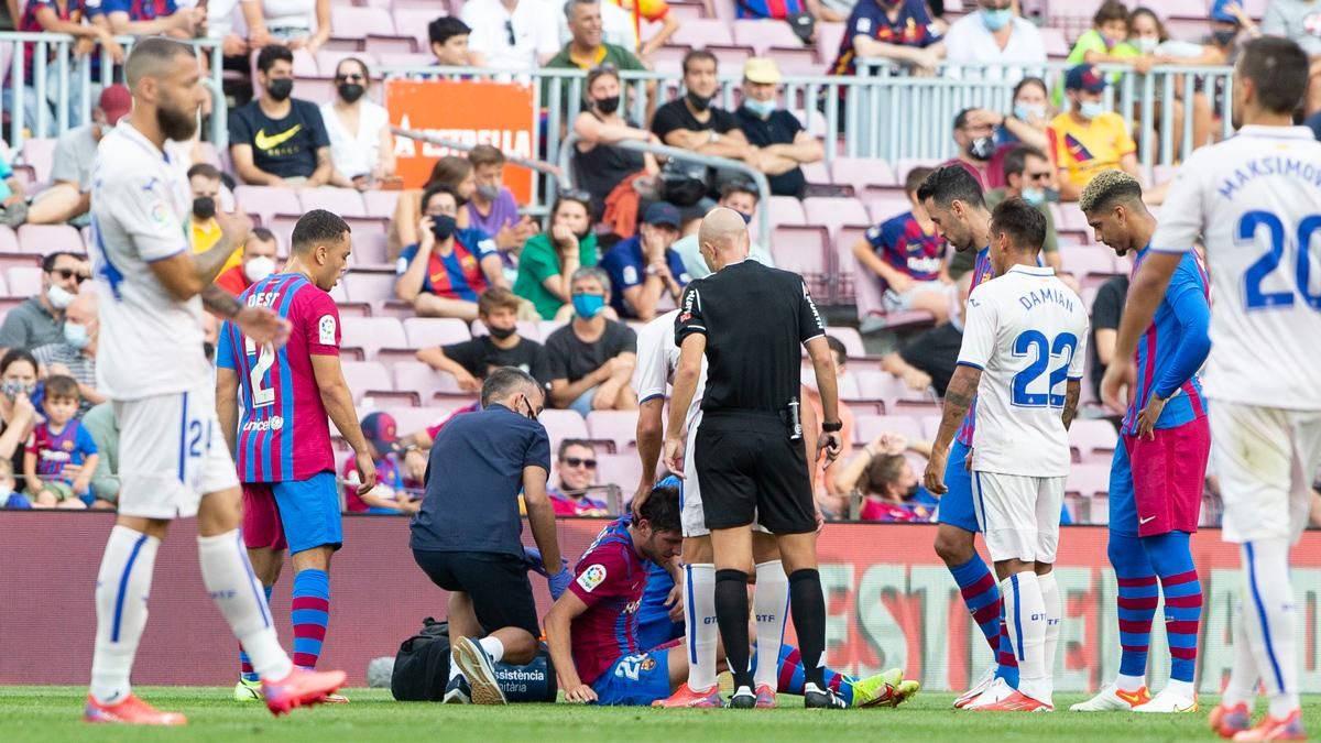 Sergi Roberto no pudo terminar el partido ante el Getafe Sergi Roberto no pudo terminar el partido ante el Getafe