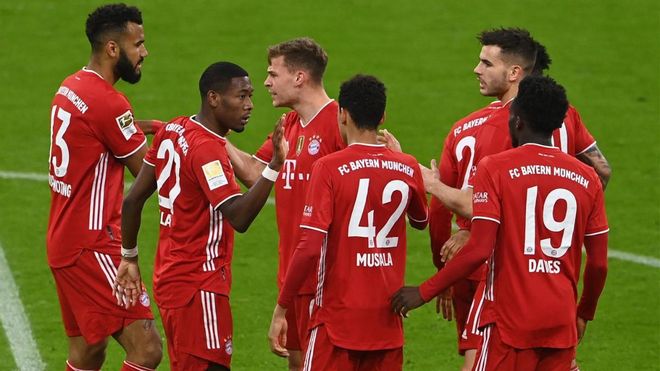 El Bayern celebra uno de los goles ante el Leverkusen El Bayern celebra uno de los goles ante el Leverkusen