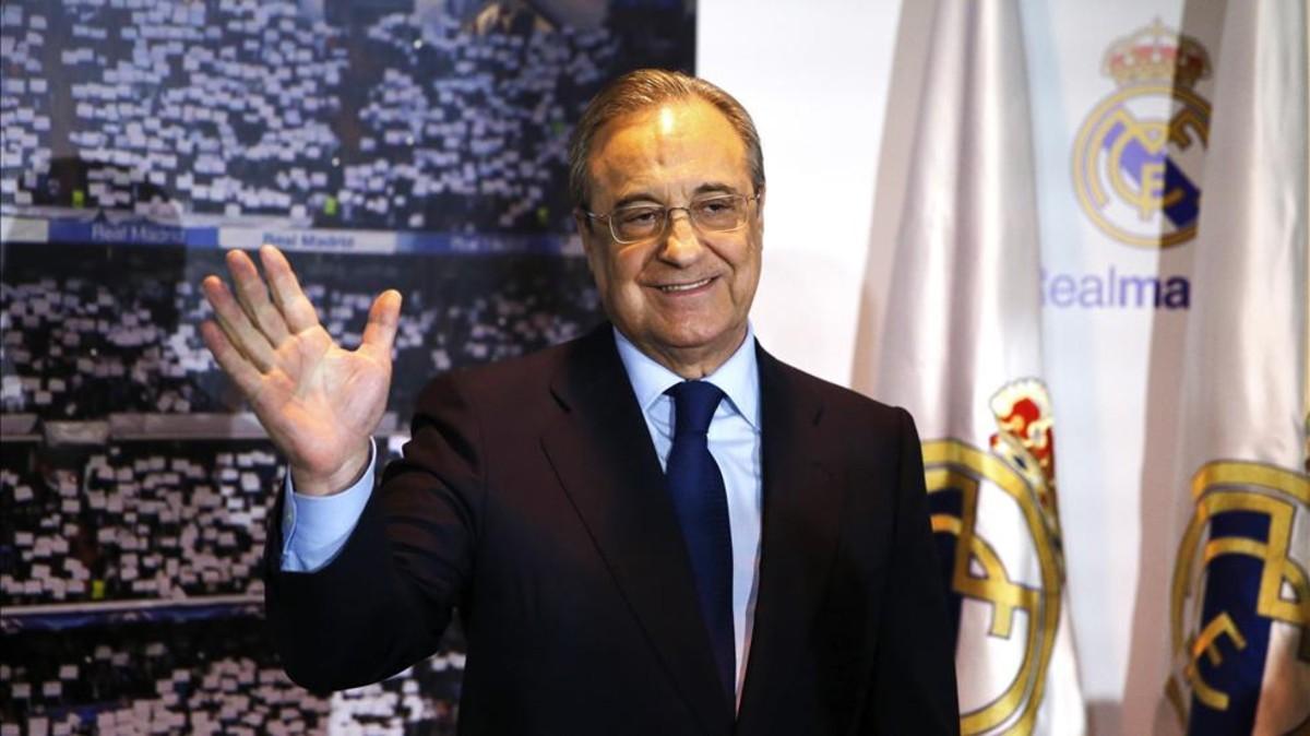 Florentino Pérez en el palco de honor del Santiago Bernabéu