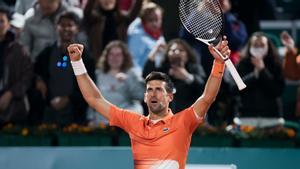 Djokovic celebrando la victoria en el Foro Itálico