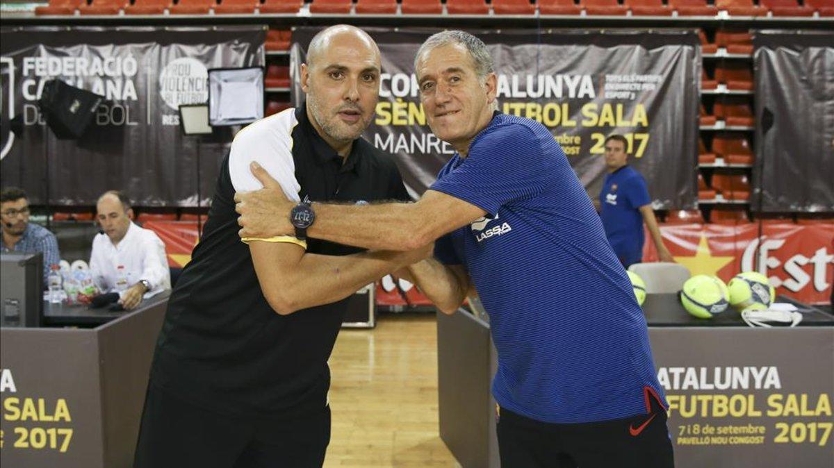 Javi Rodríguez, a la izquierda de la imagen, nuevo entrenador de Industrias Santa Coloma.