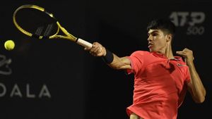 Carlos Alcaraz durante un partido del ATP500 de Río de Janeiro Carlos Alcaraz durante un partido del ATP500 de Río de Janeiro