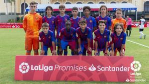 Los jugadores del Barça, antes de un partido de LaLiga Promises de Orlando