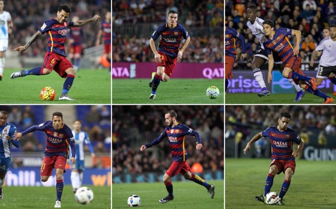 Alves, Vermaelen, Bartra, Adriano, Aleix y Douglas, en la lista Alves, Vermaelen, Bartra, Adriano, Aleix y Douglas, en la lista