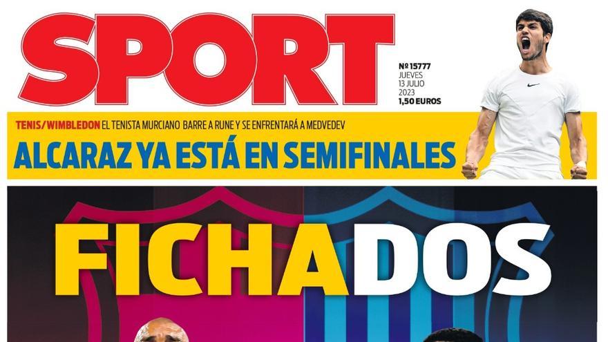 Esta es la portada de SPORT de hoy, jueves 13 de julio