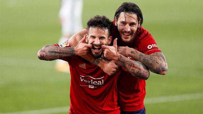 Rubén García (izq.) celebra un gol con su compañero Juan Cruz Rubén García (izq.) celebra un gol con su compañero Juan Cruz