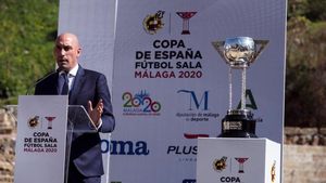 Rubiales en la presentación de la Copa del Rey de fútbol sala Rubiales en la presentación de la Copa del Rey de fútbol sala