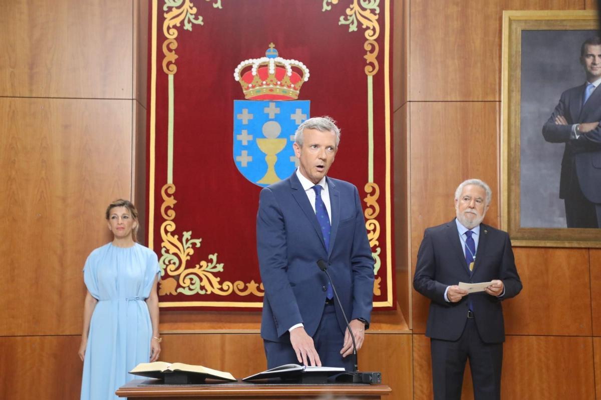 Alfonso Rueda, en su toma de posesión como presidente de la Xunta.