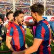 Los jugadores del San Lorenzo celebran su triunfo