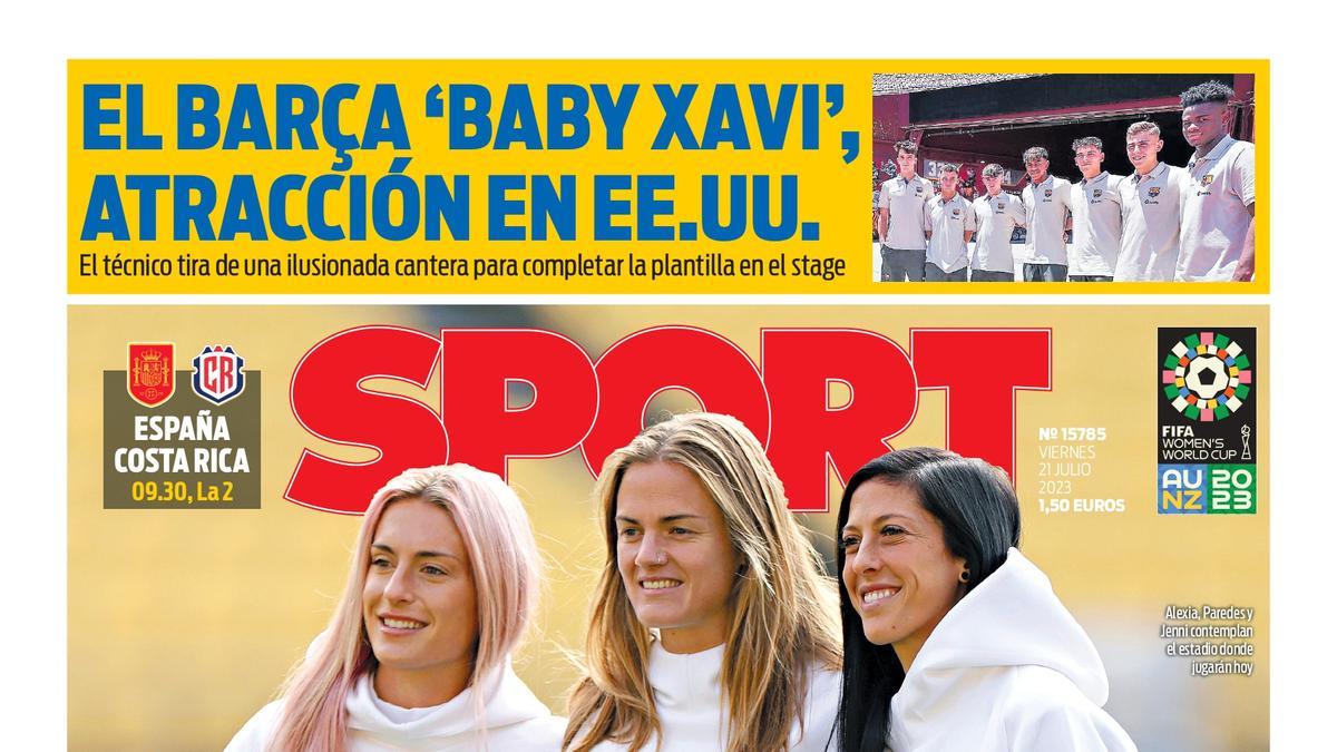 Esta es la portada de SPORT, viernes 21 de julio de 2023