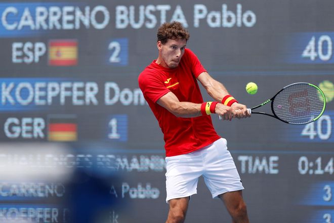 Pablo Carreño, durante su partido ante Dominick Koepfer. Pablo Carreño, durante su partido ante Dominick Koepfer.