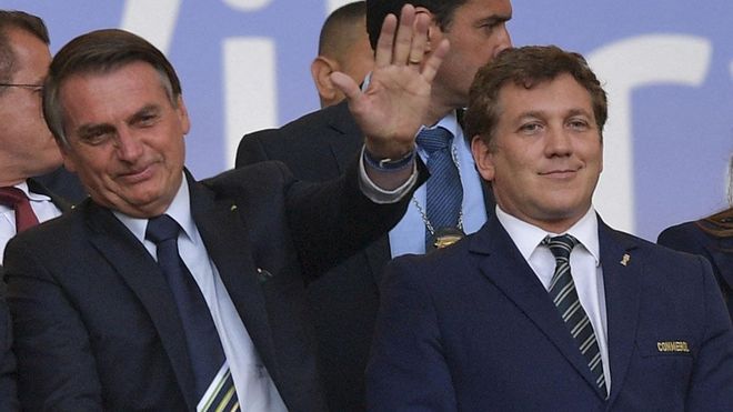 Jair Bolsonaro y el presidente de la Conmebol, Alejandro Domínguez Jair Bolsonaro y el presidente de la Conmebol, Alejandro Domínguez