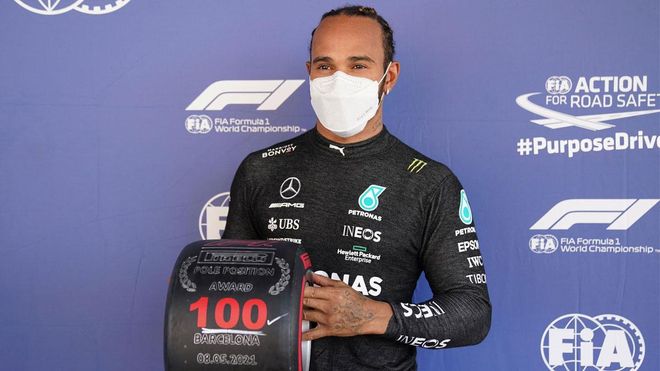 Hamilton ha celebrado su pole número 100 en Barcelona Hamilton ha celebrado su pole número 100 en Barcelona